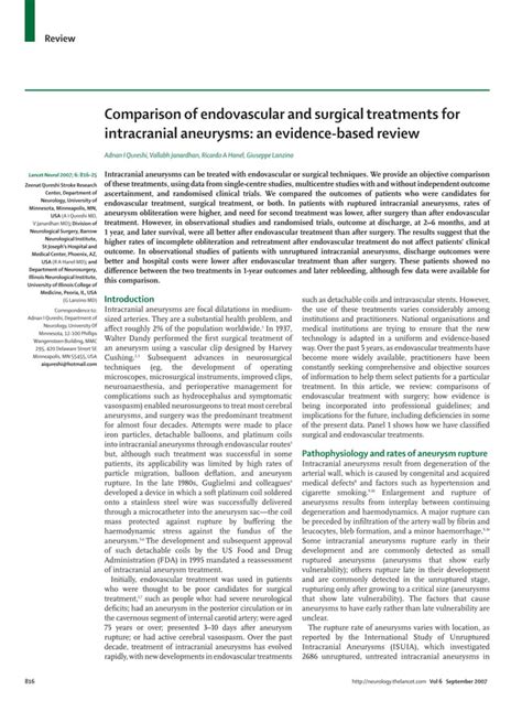 Comparison Of Endovascular And Surgical Treatments For Intracranial