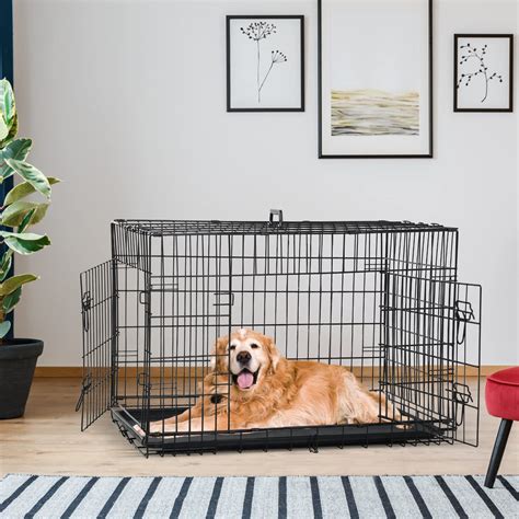 24" Double Door Folding Metal Dog Cage DC200 - Hardware Heaven