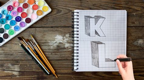 3d Letters K Andl On Graph Paper Easy Drawing For Beginners Rose