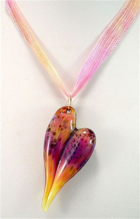 Lampwork Heart Pendant And Silk Ribbon Srajd By Firesongcreations 55