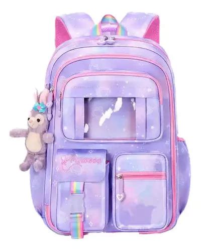 Mochila Escolar M3M Mochila Infantil Arco Iris Feminina Colorida Tie