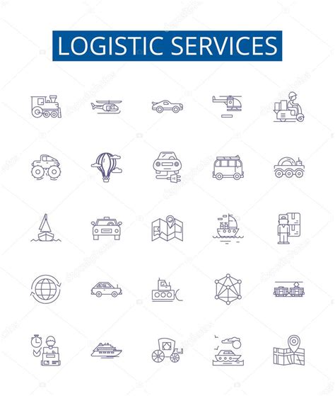 Servicios logísticos línea iconos signos establecidos Diseño de la