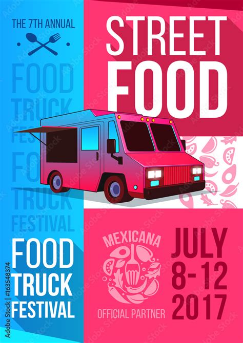 Food Truck Festival Food Brochure Vector Poster Template Design Hot