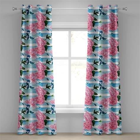 Ambesonne Roses Grommet Curtain Pastel Colors Vintage Flowers 50x84