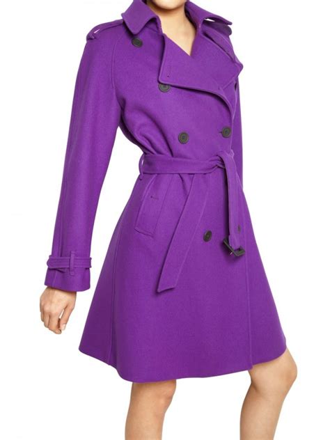 Blumarine Wool Cashmere Cloth Trench Coat In Purple Lyst