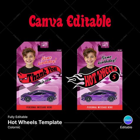Hot Wheels Template Birthday Party Template Printable Party Favors Fast Toy Cars Theme Digital