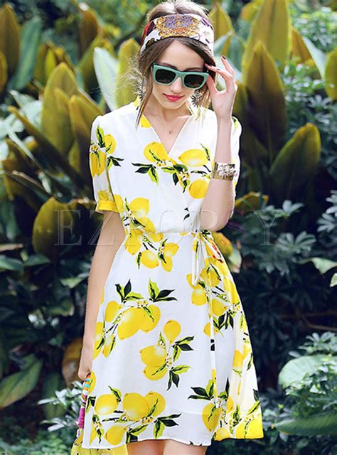 Dresses | Skater Dresses | Fashion Lemon Print A-Line Dress