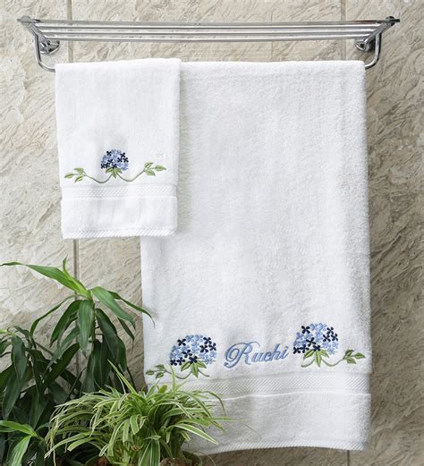 Buy White 100 Cotton Embroidered 550 GSM Towel Set Set Of 2 By Plush