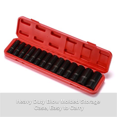 Casoman 19 Piece 1 2 Inch Drive Standard Impact Socket Set Sae Shallow