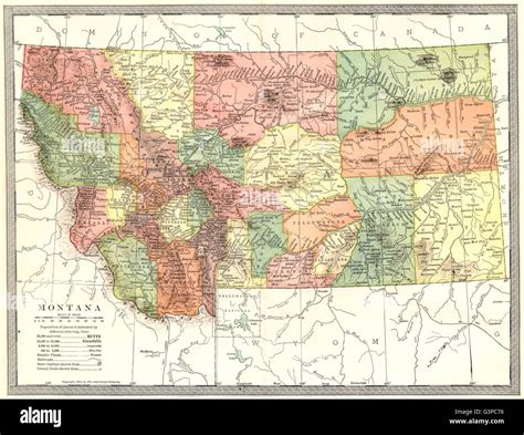 Laminated Map Large Detailed Administrative Map Of Montana State With ...