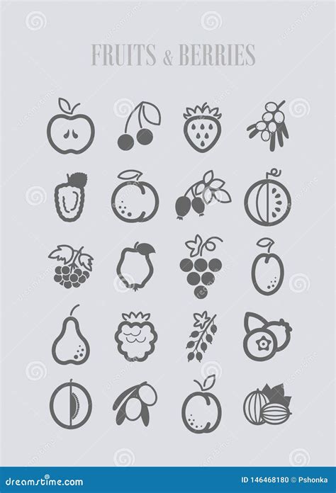 Fije Sistema De Los Iconos De Las Frutas Y De Las Bayas Ilustraci N Del