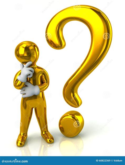 Golden Thinking Man And Question Mark Stock Illustration Image 60822369