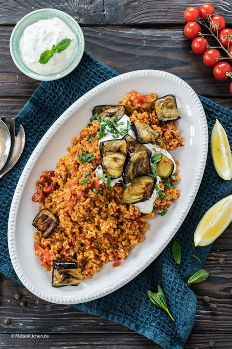 Bulgur Mit Tomaten Auberginen Und Joghurt Rezept Vegetarisch