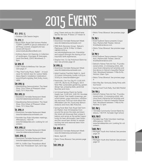 Ferndale Friends 2015 Events Calendar | Ferndale Friends