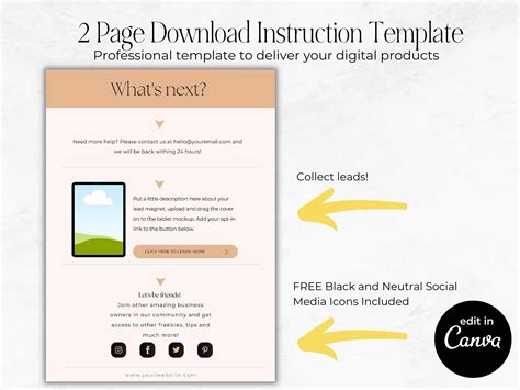 Canva Download Instructions Template Etsy Digital Product Instructions