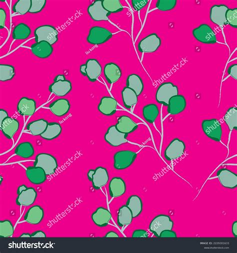 Seamless Fabric Green Leaf Line Pattern Stock Vector (Royalty Free ...