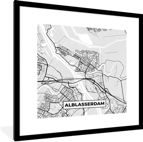 Fotolijst Incl Poster Plattegrond Alblasserdam Kaart