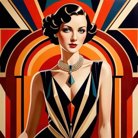 Premium Photo Retro Vintage Art Deco Style Illustration Of Woman In Cocktail Dress