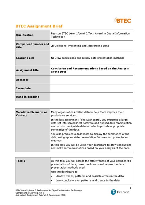 Btec Assignment Brief Lecture Notes Information Technology Docsity