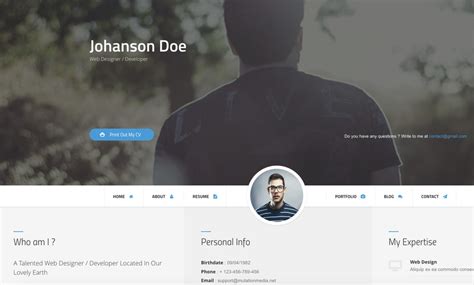 Best Html Resume Templates To Make Personal Profile Cv Websites