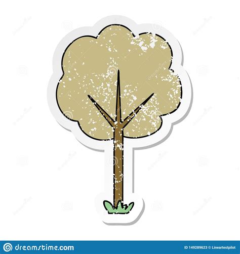 Distressed Sticker Of A Quirky Hand Drawn Cartoon Tree Stock Vector