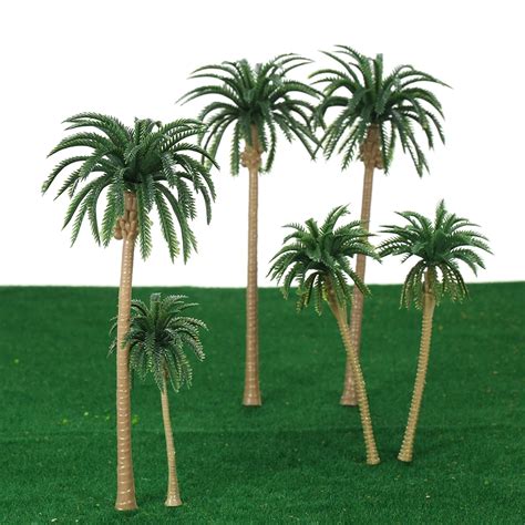 15pcs Artificial Miniature Palm Trees Scenery Layout Model Plastic Tree