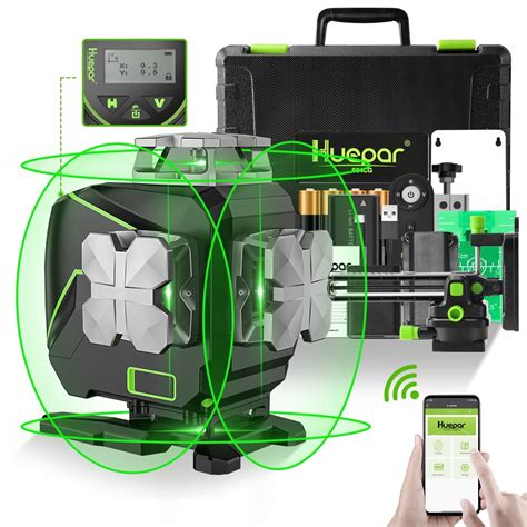 Huepar 4D 16 Lines Cross Line Laser Level 4 x 360° Green Beam Self ...