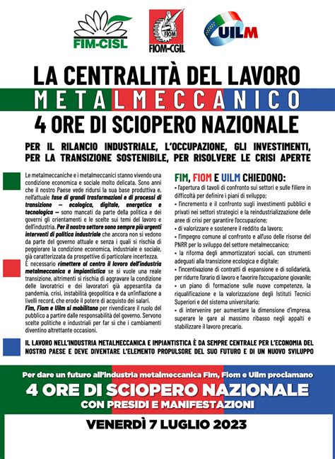 Cgil Asti Sciopero Unitario Dei Metalmeccanici Di Ore Cgil Asti