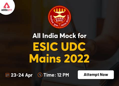 All India Mock For Esic Udc Mains Exam On Rd Th April