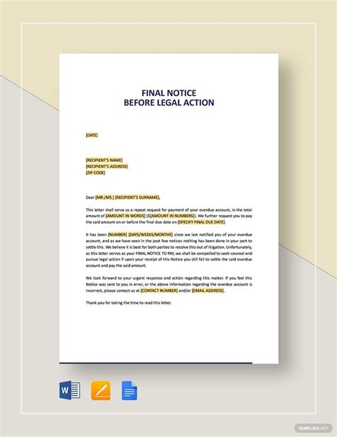 Final Demand Letter Before Legal Action Template Infoupdate Org