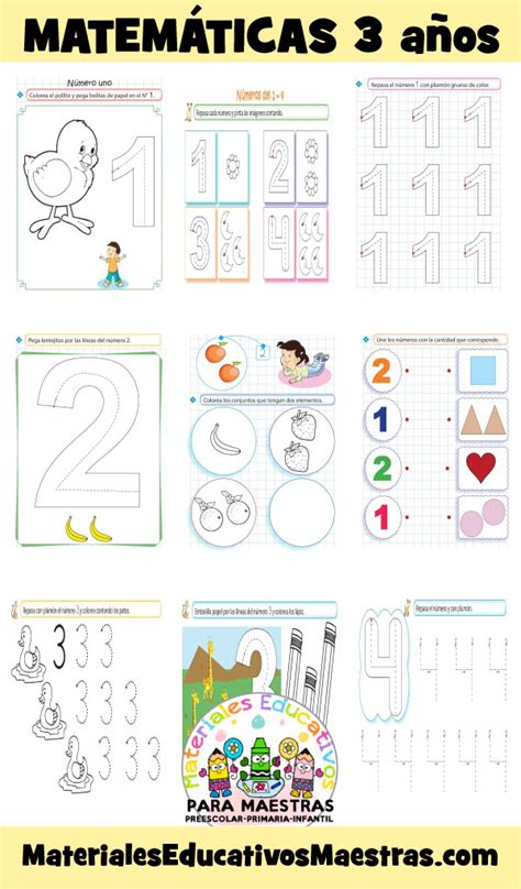 Cuaderno Matemáticas 3 años Materiales Educativos para Maestras