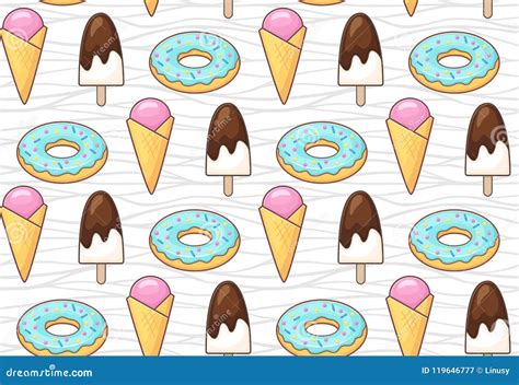 Ice Cream And Donut Stock Vector Illustration Of Cartoon 119646777