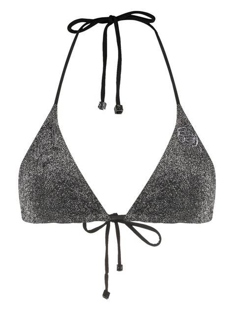 Karl Lagerfeld Ikonik Logo Lurex Bikini Top Farfetch