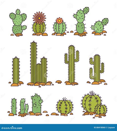 Cactos No Deserto Ilustra O Elementos Do Vetor De Um Logotipo