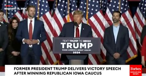 Trump Delivers Victory Speech After Winning The Republican Iowa Caucus