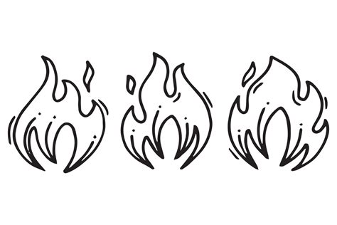 Hand drawn fire icons. Fire Flames Icons Vector Set. Hand Drawn Doodle ...