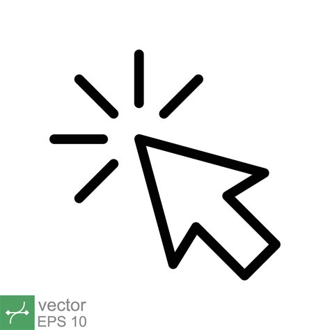 Cursor icon. Simple outline style. Click arrow, pointer, link, press ...