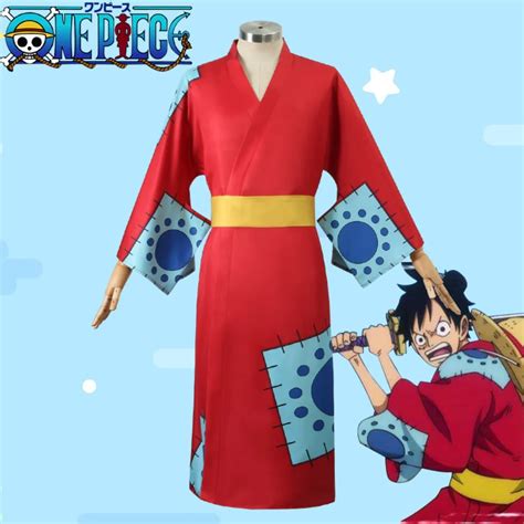 One Piece Wano Country Monkey D Luffy Cosplay Costume Kimono Outfits