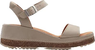 Amazon Clarks Women S Kassandra Lily Wedge Sandal Stone Nubuck