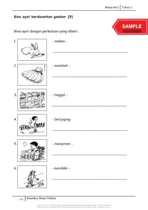 Koleksi Bahan Soalan Latihan Bina Ayat Dan Penulisan Bm Tahun 1 Yang Ada 100 Set Latihan Quality