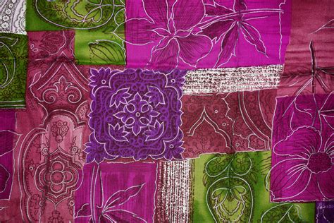 Magenta Green And Purple Patchwork Fabric Texture Picture Free Photograph Photos Public Domain