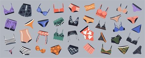 Ensemble D Ensembles De Lingerie F Minine Isol S Sur Fond Gris Collection De Sous V Tements