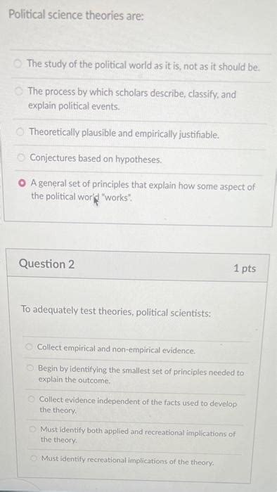 Political science theories are: The study of the | Chegg.com