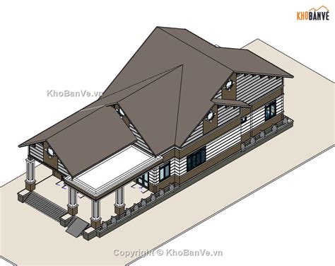 Bản vẽ chi tiết mô hình nhà mái thái bằng phần mềm Revit 2019 kt 9x23 5m