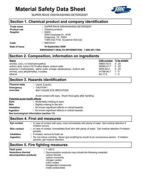 Material Safety Data Sheet