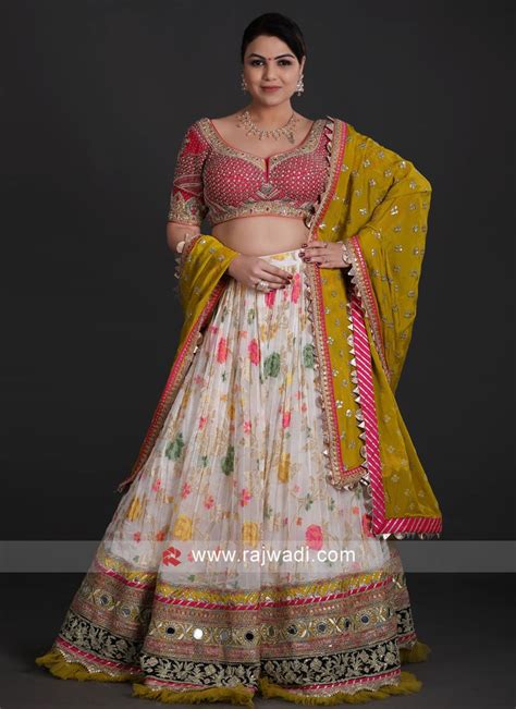 Off White Reception Wear Designer Lehenga Choli