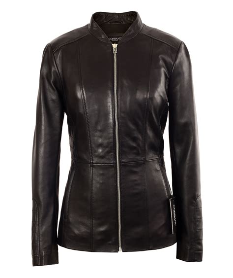 Womens Black Moto Mid Length Lambskin Real Leather Jacket Genuine