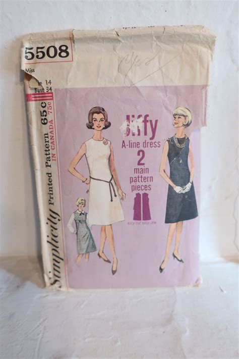 Simplicity Vintage S A Line Dress Pattern Etsy