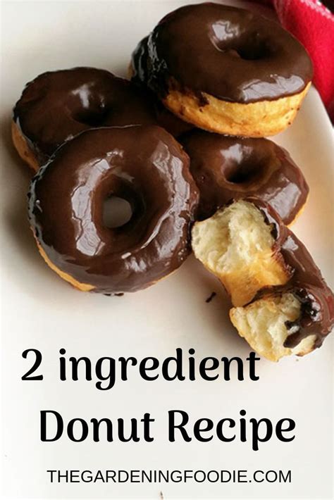 Three Chocolate Donuts On A White Plate With The Words 2 Ingredient Donut Recipe