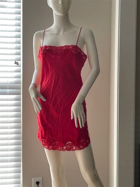 Vintage Lingerie Victorias Secret Gold Label Chemise Red Sz Etsy